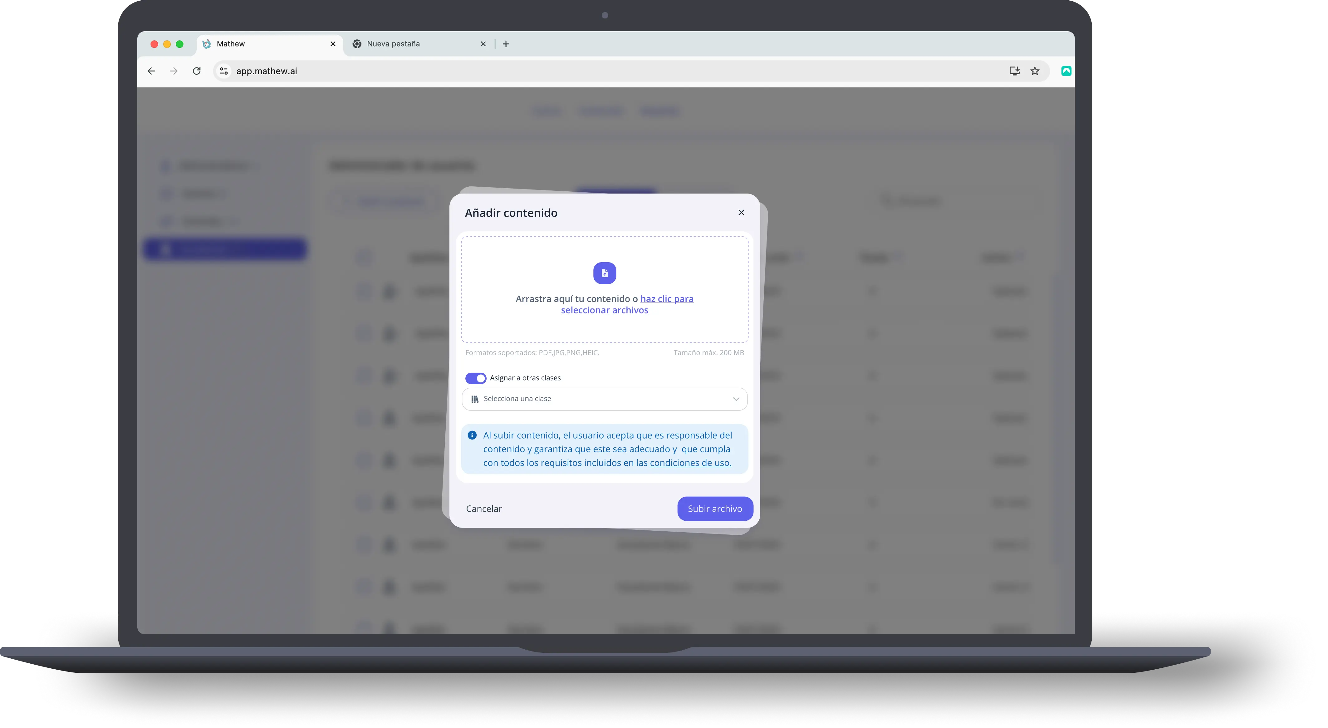 Mockup of Mathew application for teachers